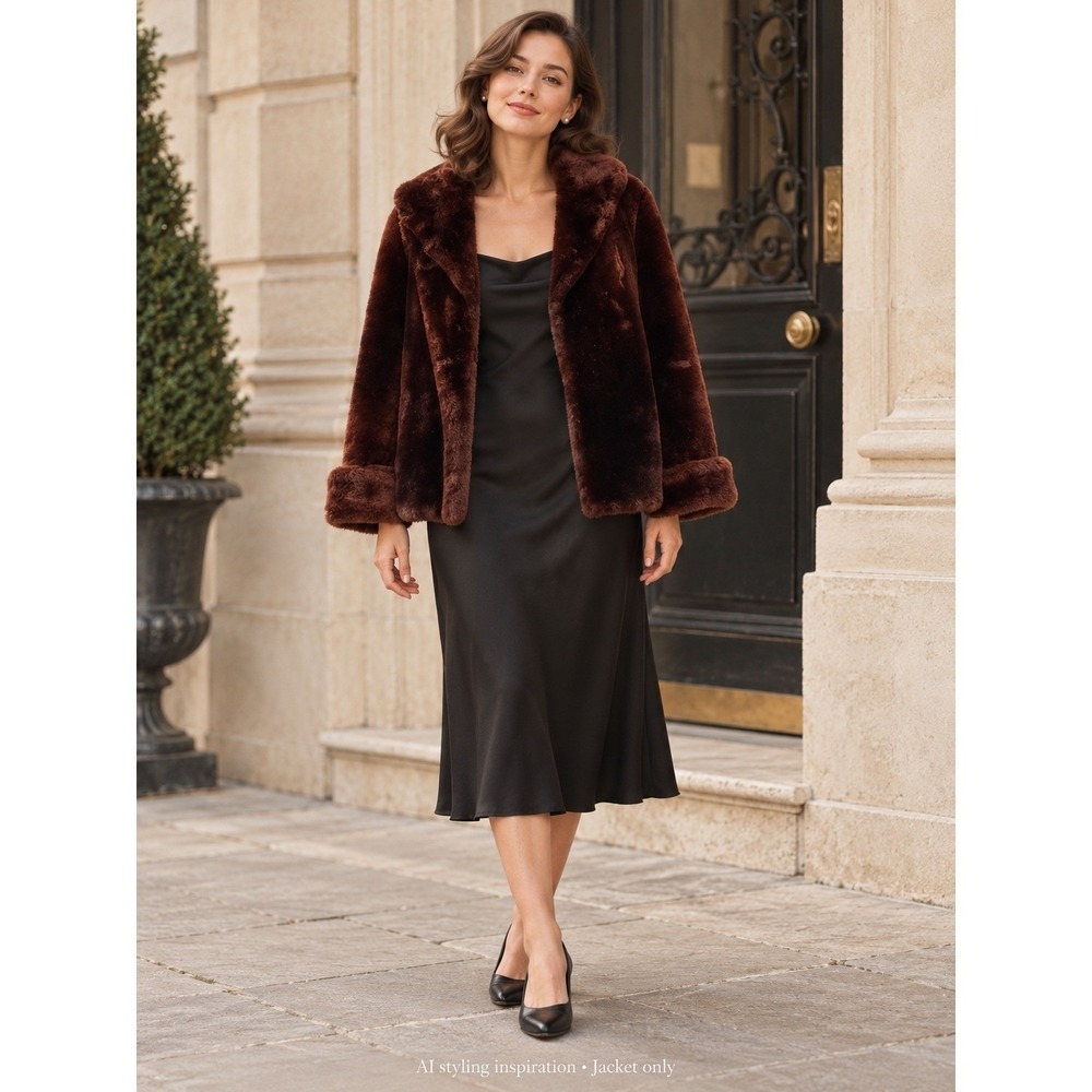 Vintage Kerrybrooke Brown Faux Fur Jacket Sheared Mouton Style Sears 1950s 60s